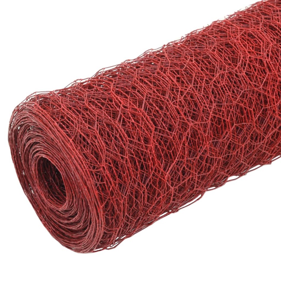 Alambrada de gallinero acero revestimiento PVC rojo 25x0,75