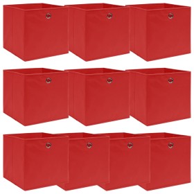 Cajas de almacenaje 10 uds tela rojo 32x32x32