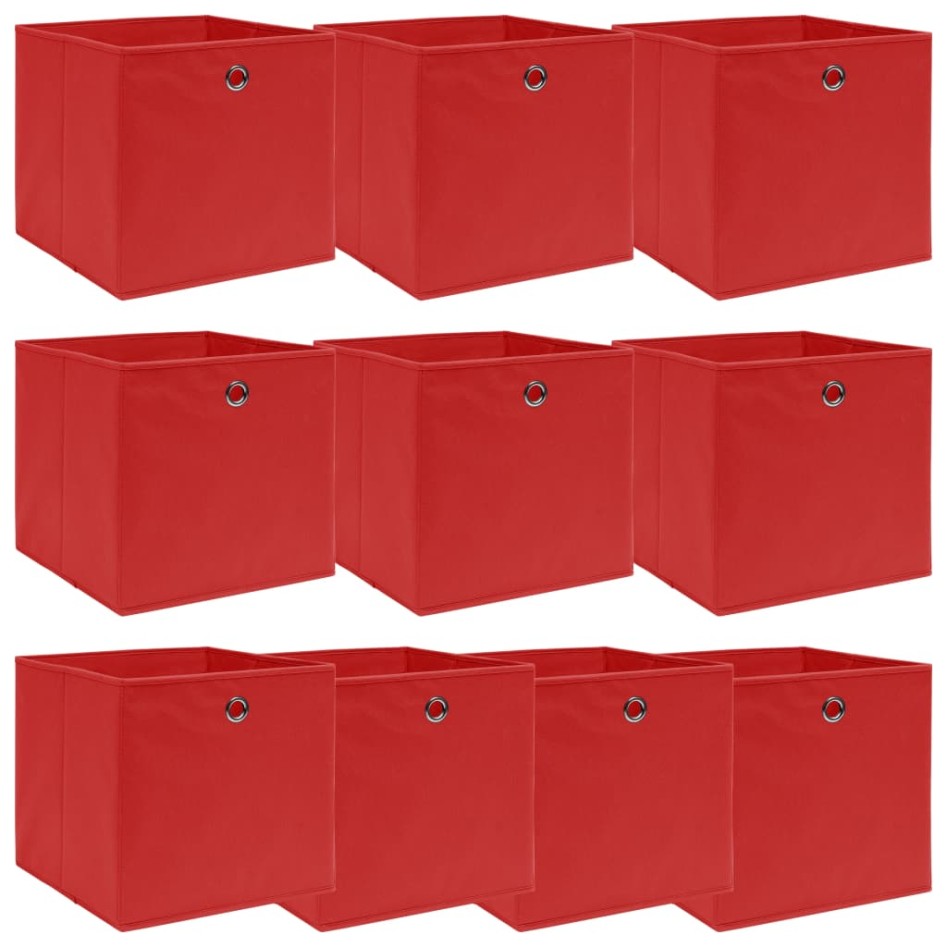 Cajas de almacenaje 10 uds tela rojo 32x32x32