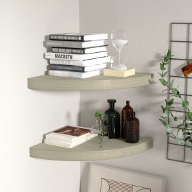 323926  Floating Corner Shelves 2 pcs Oak 35x35x3,8 cm