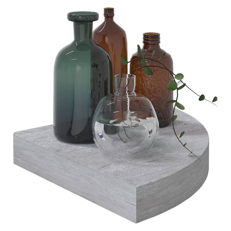 Estantes de esquina pared 4 uds MDF gris hormigón 25x25x3,8