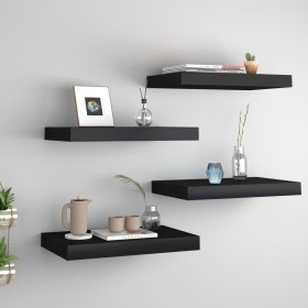 Estantes flotantes de pared 4 uds MDF negro 40x23x3,8