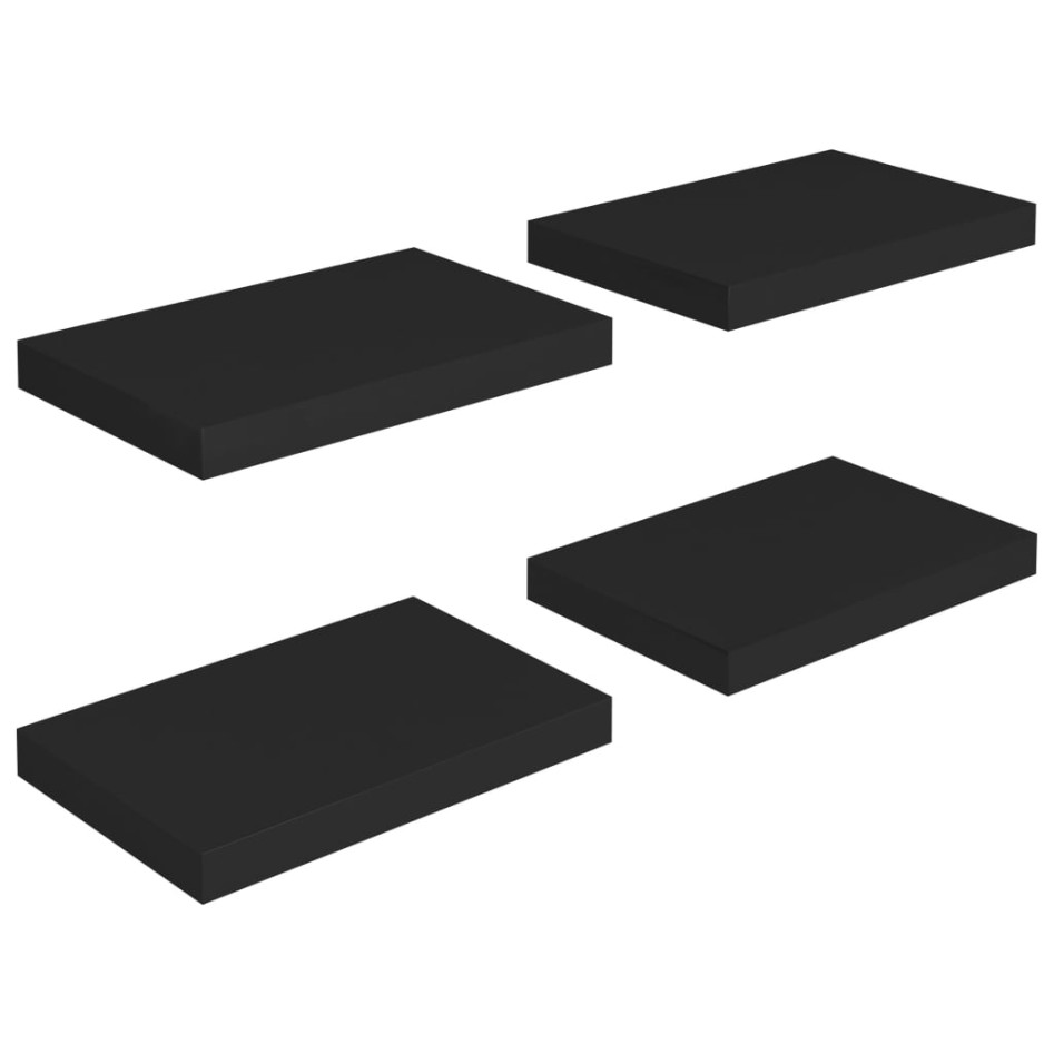 Estantes flotantes de pared 4 uds MDF negro 40x23x3,8