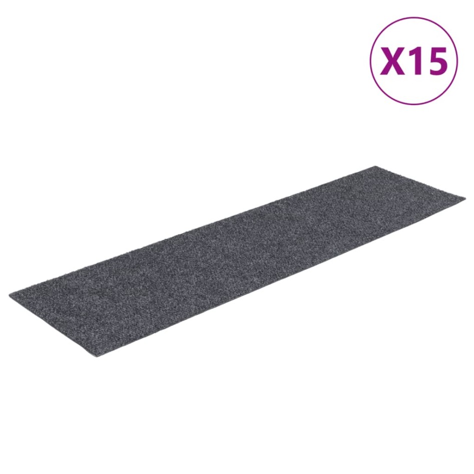 Alfombrilla autoadhesiva escalera 15 uds gris claro 76x20