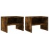 Mesita de noche madera contrachapada roble ahumado 40x30x30