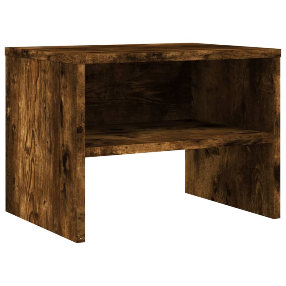 Mesita de noche madera contrachapada roble ahumado 40x30x30