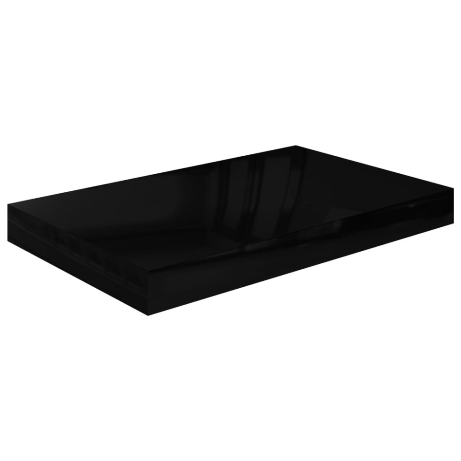 Estante flotante de pared 4 uds MDF negro brillo 40x23x3,8