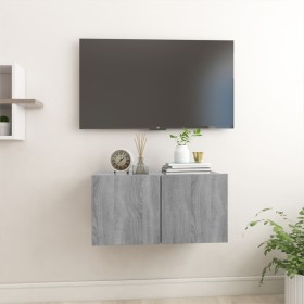 Mueble TV colgante madera contrachapada gris Sonoma 60x30x30