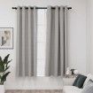 Cortinas opacas con ojales look de lino 2 pzas gris 140x175 cm