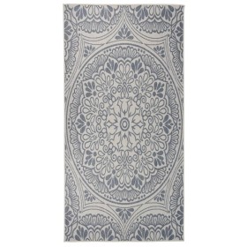 Alfombra de exterior de tejido plano rayas azules 100x200