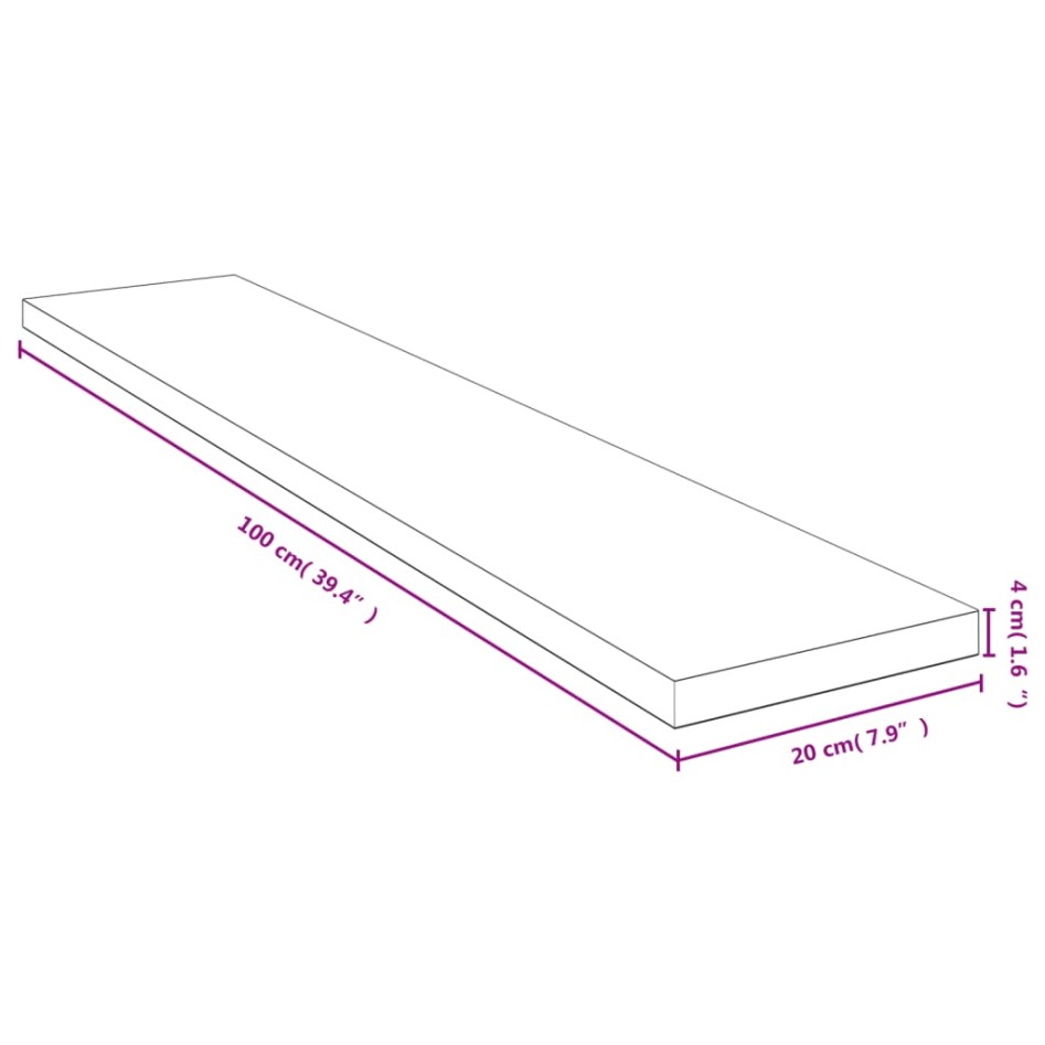 Estante de pared de bambú 100x20x4