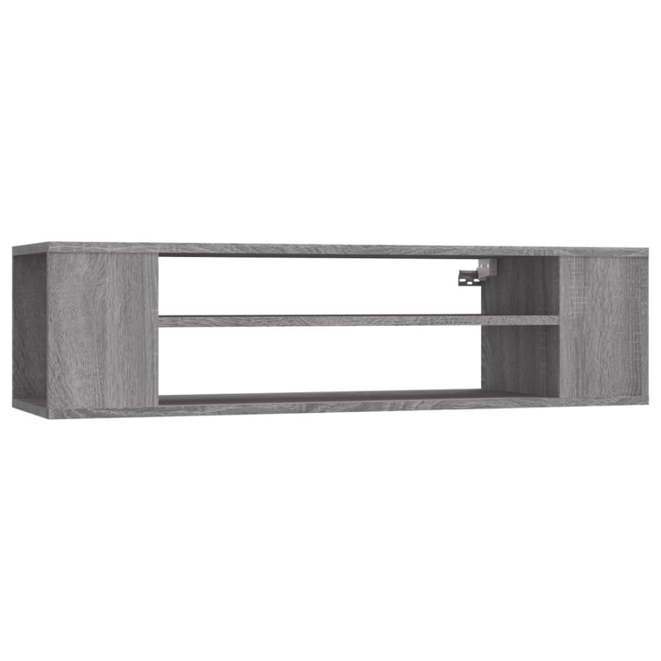 Mueble de TV colgante madera contrachapada gris 100x30x26,5