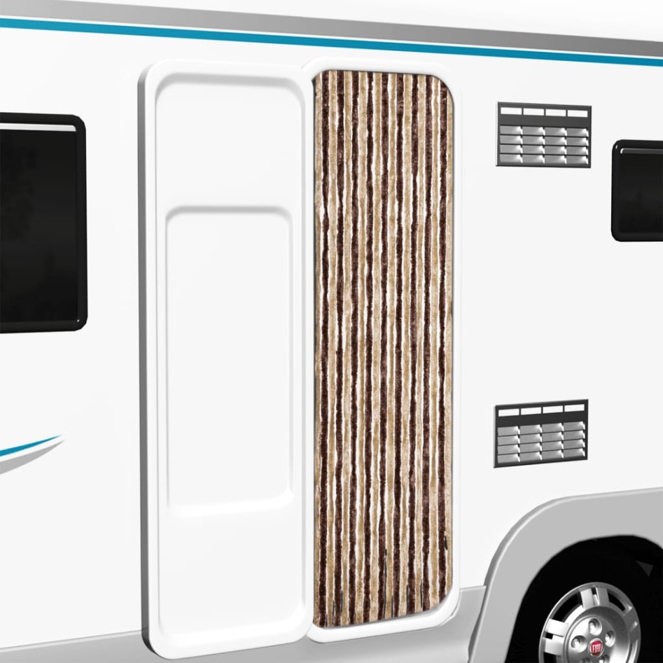 Cortina mosquitera de chenilla beige y marrón claro 56x185