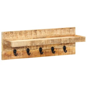 Perchero de pared madera maciza de mango sin tratar 60x15x20
