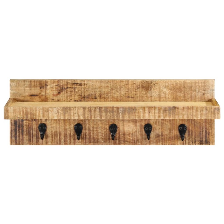 Perchero de pared madera maciza de mango sin tratar 60x15x20