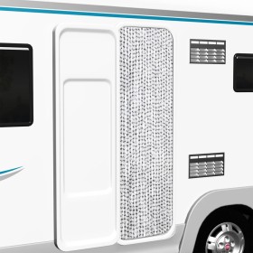 Cortina mosquitera de chenilla gris claro y oscuro 56x185