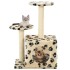 Rascador para gatos con poste de sisal huellas beige 60
