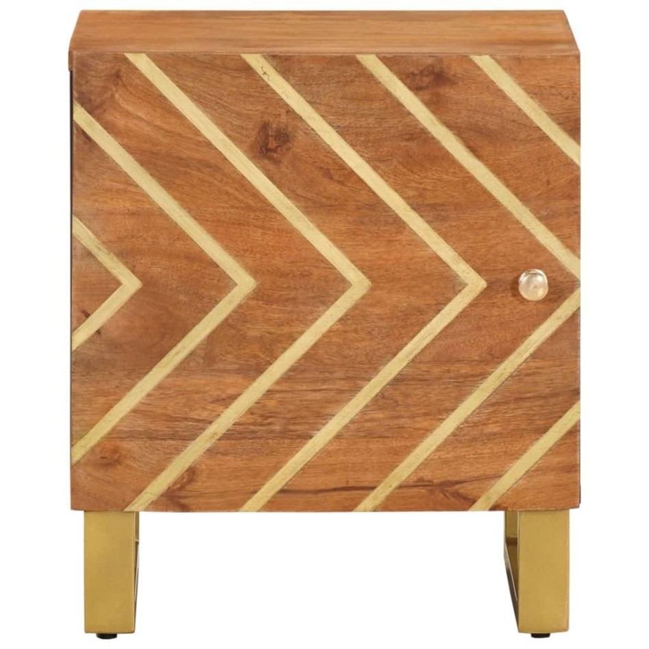 Mesita de noche de madera maciza de mango marrón y