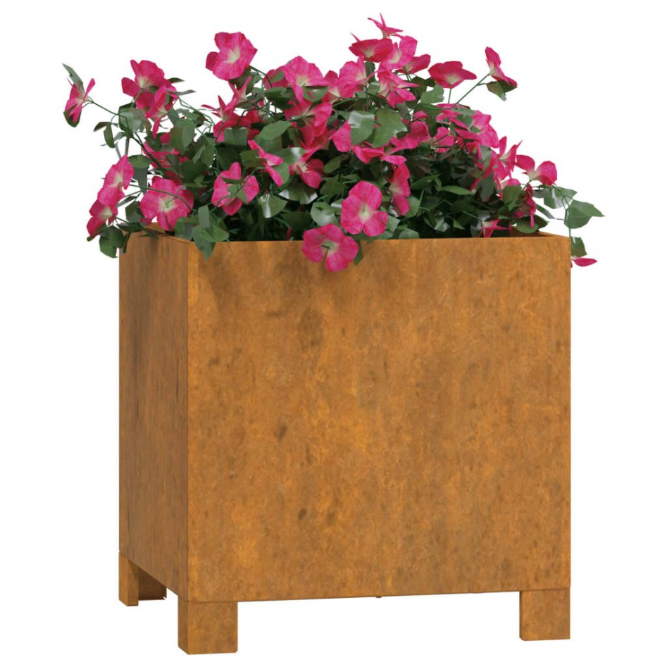 Jardinera con patas acero corten oxidado 32x30x33