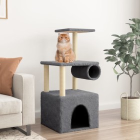 Rascador para gatos con postes de sisal gris oscuro 109,5