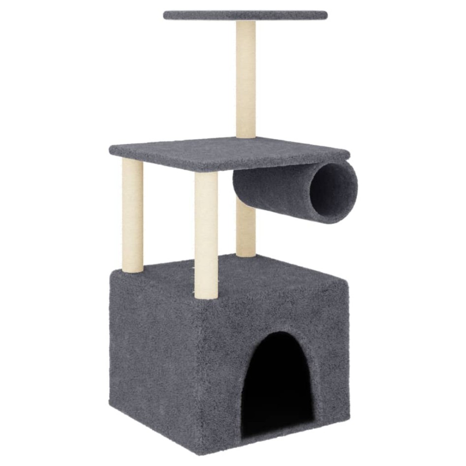 Rascador para gatos con postes de sisal gris oscuro 109,5