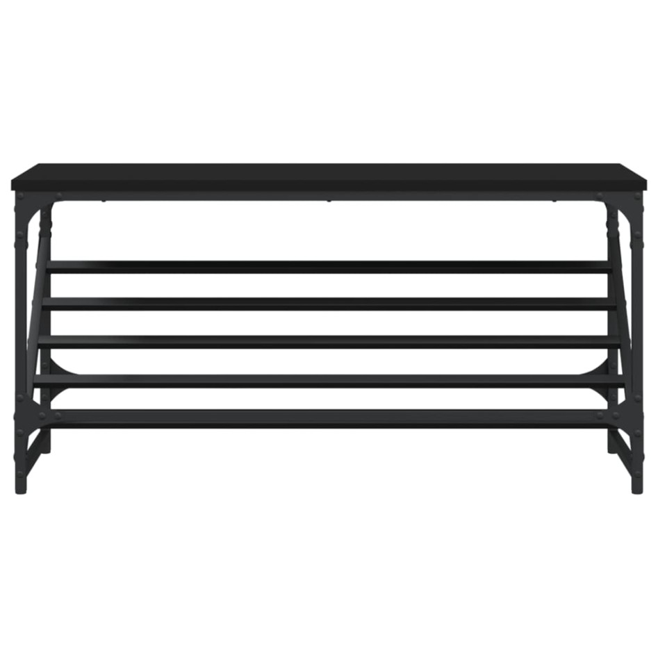 Mueble zapatero de madera de ingeniería negro 90x30x45