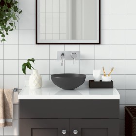 Lavabo de cuarto de baño redondo cerámica gris