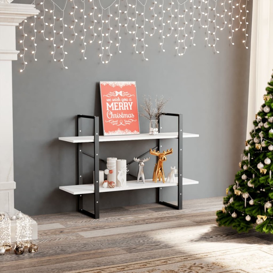 Estantería de 2 niveles madera contrachapada blanco