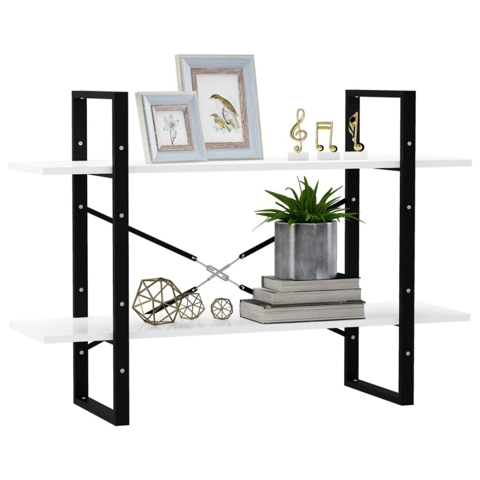 Estantería de 2 niveles madera contrachapada blanco