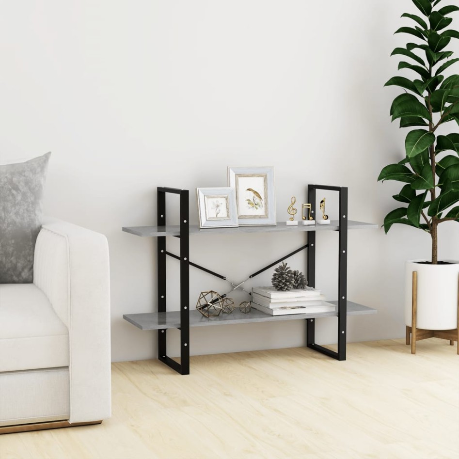 Estantería de 2 niveles contrachapada gris hormigón