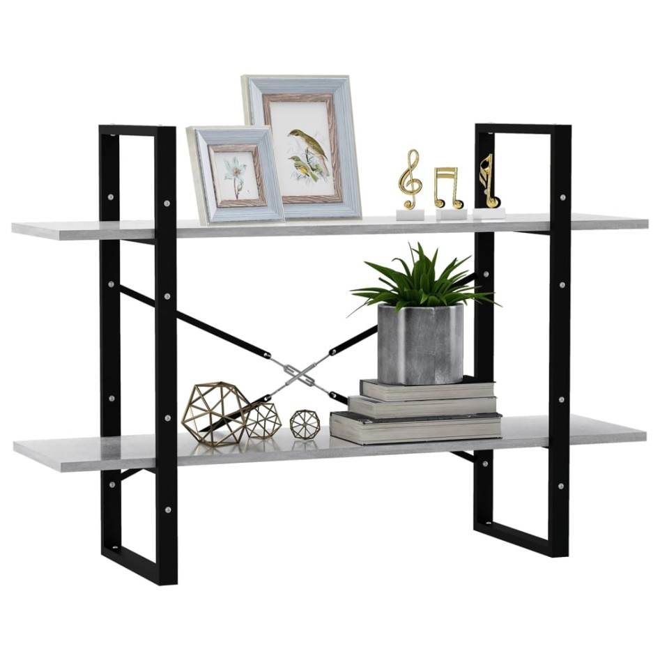 Estantería de 2 niveles contrachapada gris hormigón