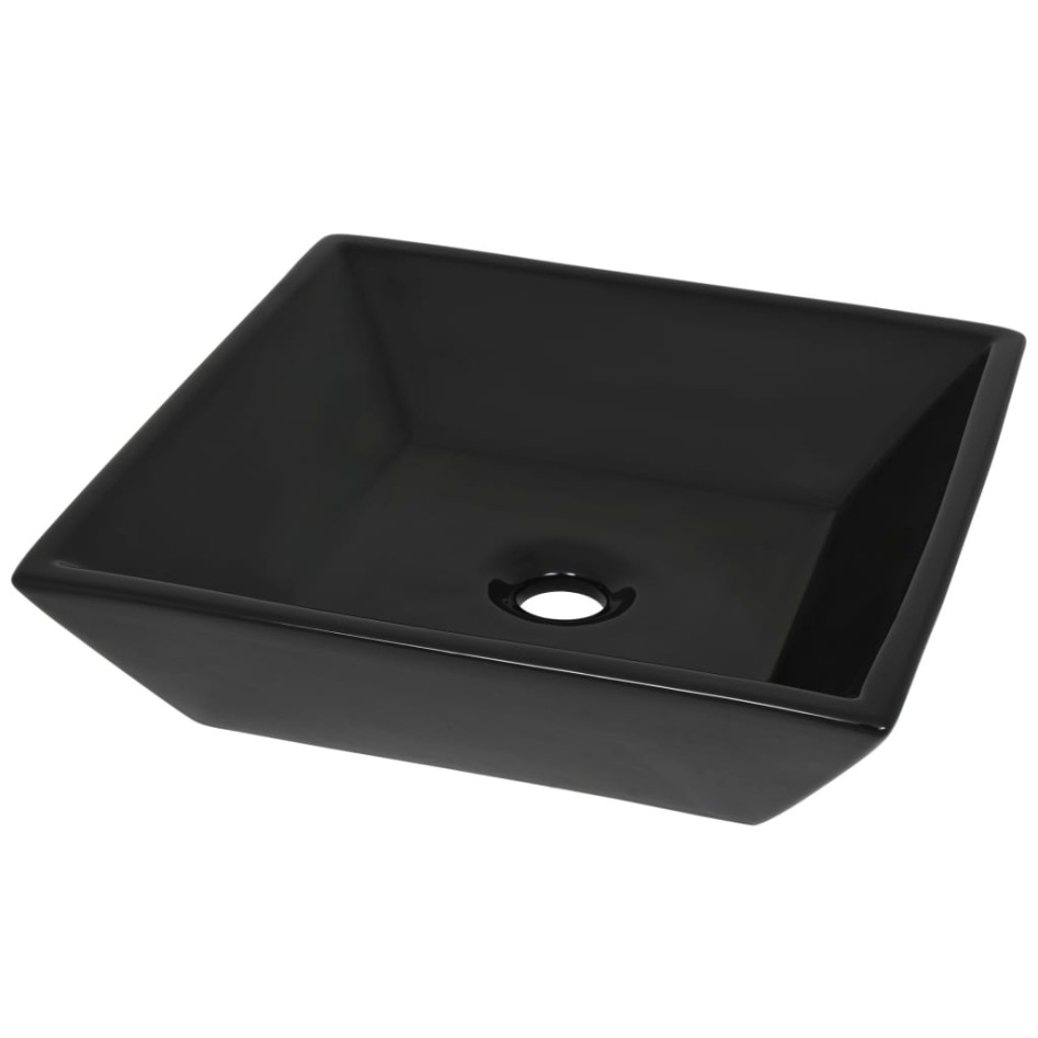 Lavabo cuadrado de cerámica negro 41,5x41,5x12