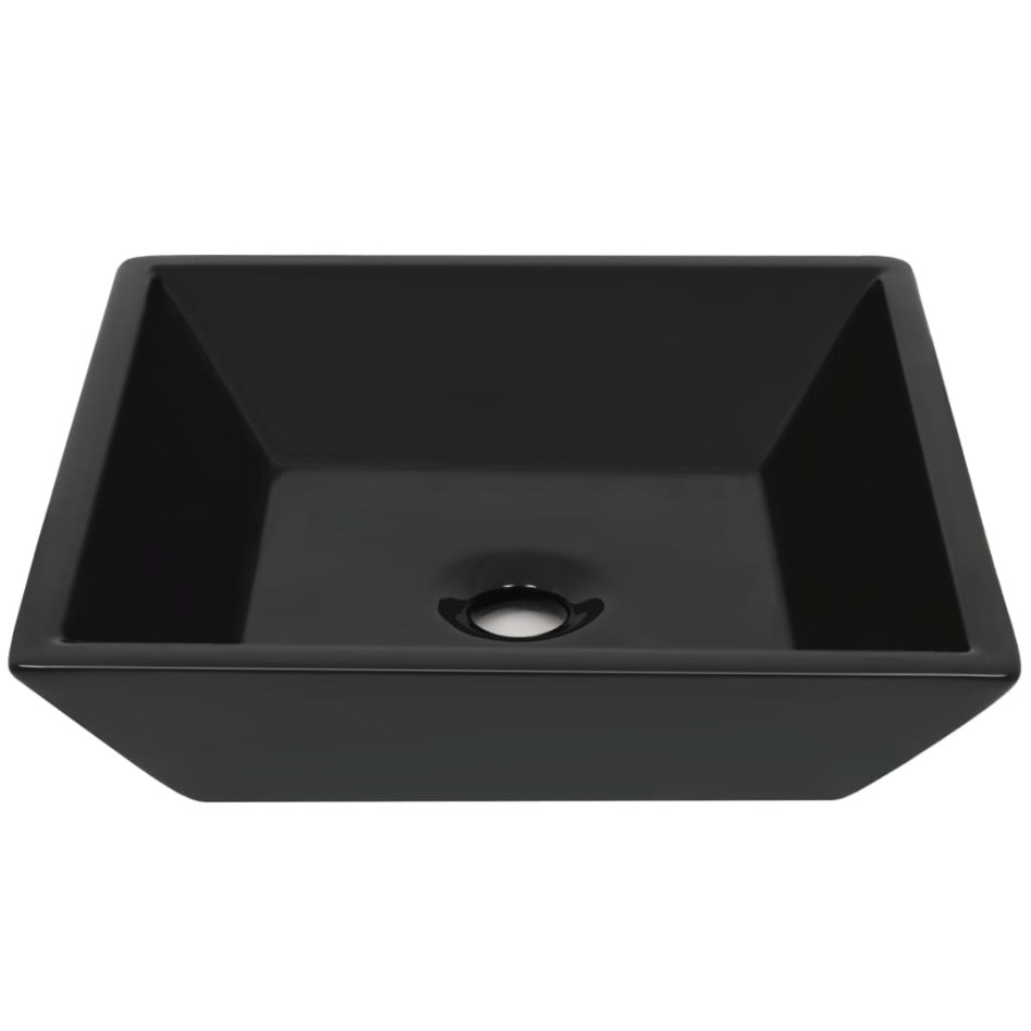 Lavabo cuadrado de cerámica negro 41,5x41,5x12