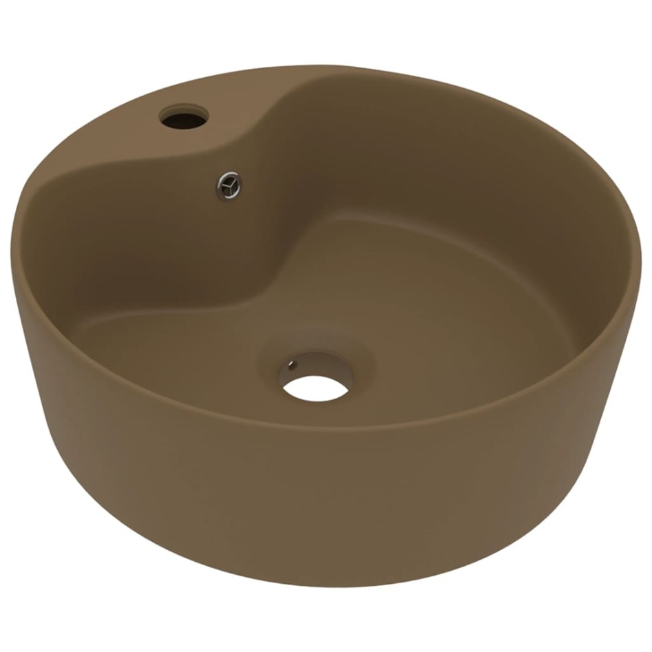 Lavabo lujoso con rebosadero cerámica crema mate 36x13