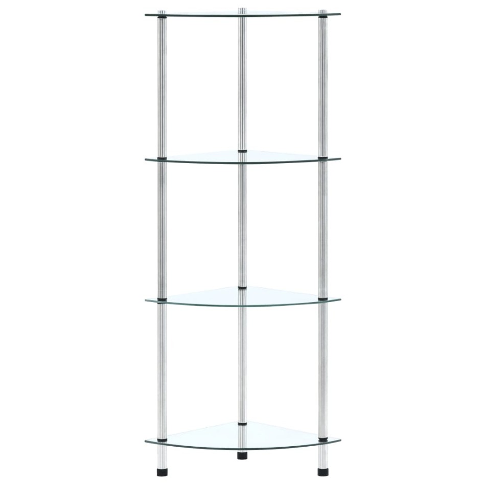Estantería 4 niveles cristal templado transparente 30x30x100