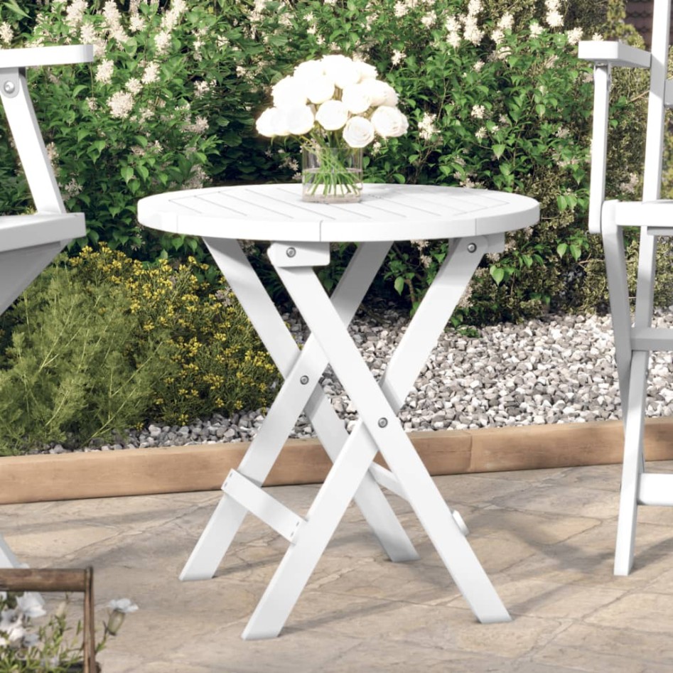 Mesa de jardín plegable madera maciza de acacia blanco Ø 46
