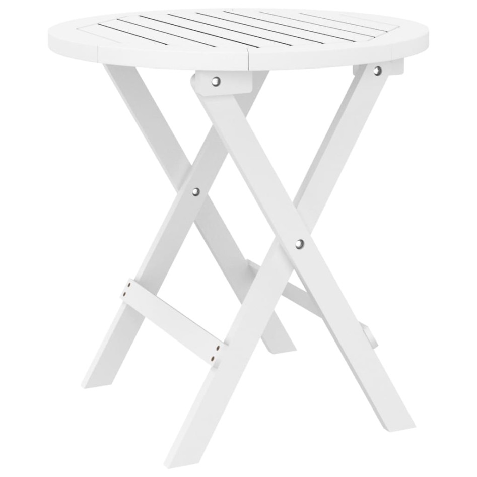 Mesa de jardín plegable madera maciza de acacia blanco Ø 46
