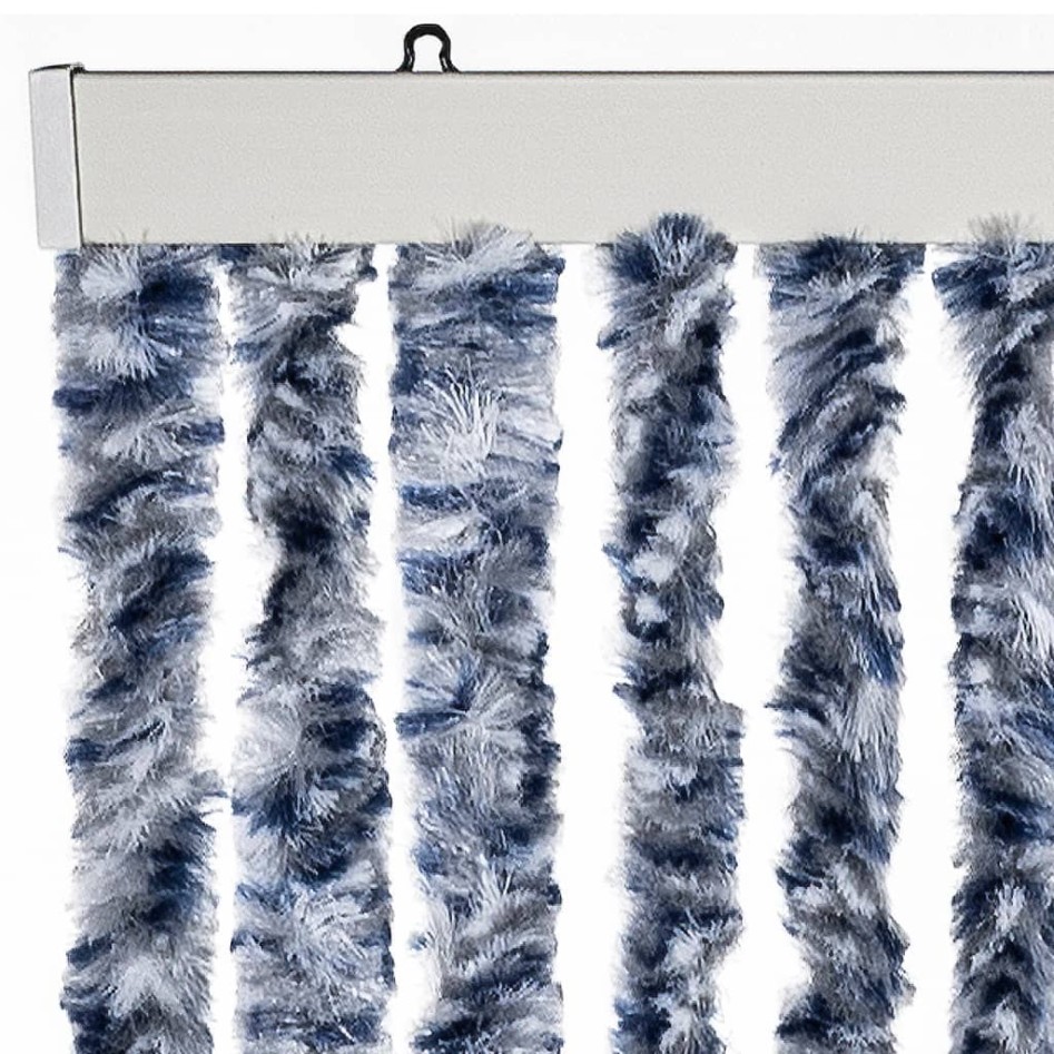 Cortina mosquitera azul y blanco chenilla 56x200