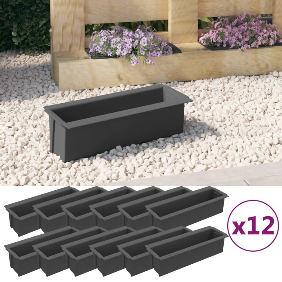 Jardineras para europalés 12 uds PP gris 36x13,5x9,5