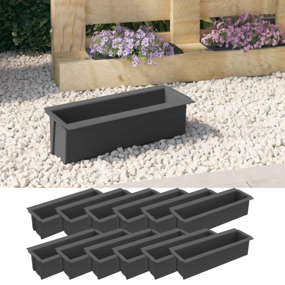 Jardineras para europalés 12 uds PP gris 36x13,5x9,5