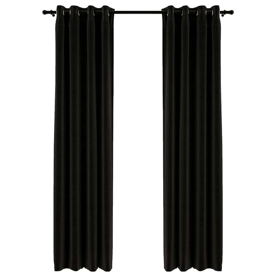 Cortina opaca con ojales look lino 2 pzas antracita 140x225