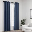 Cortinas opacas con ojales look de lino 2 pzas azul 140x225 cm