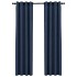 Cortinas opacas con ojales look de lino 2 pzas azul 140x225