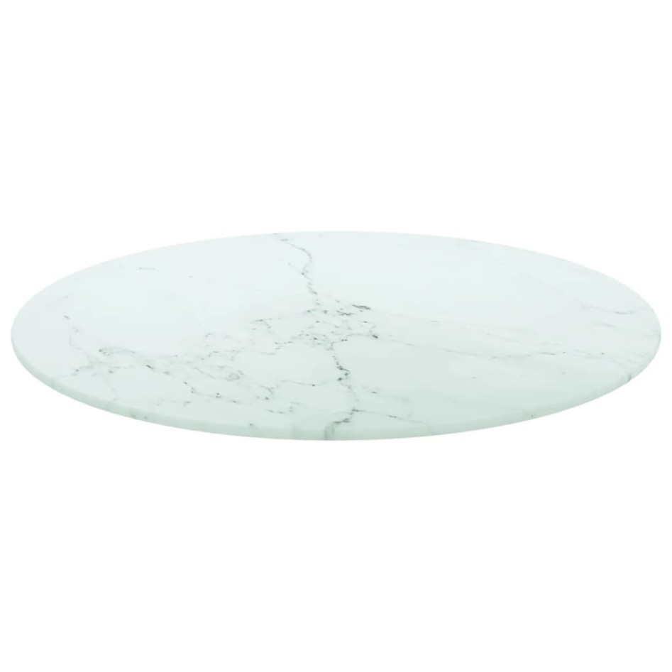 Tablero de mesa diseño mármol vidrio templado blanco Ø50x0,8