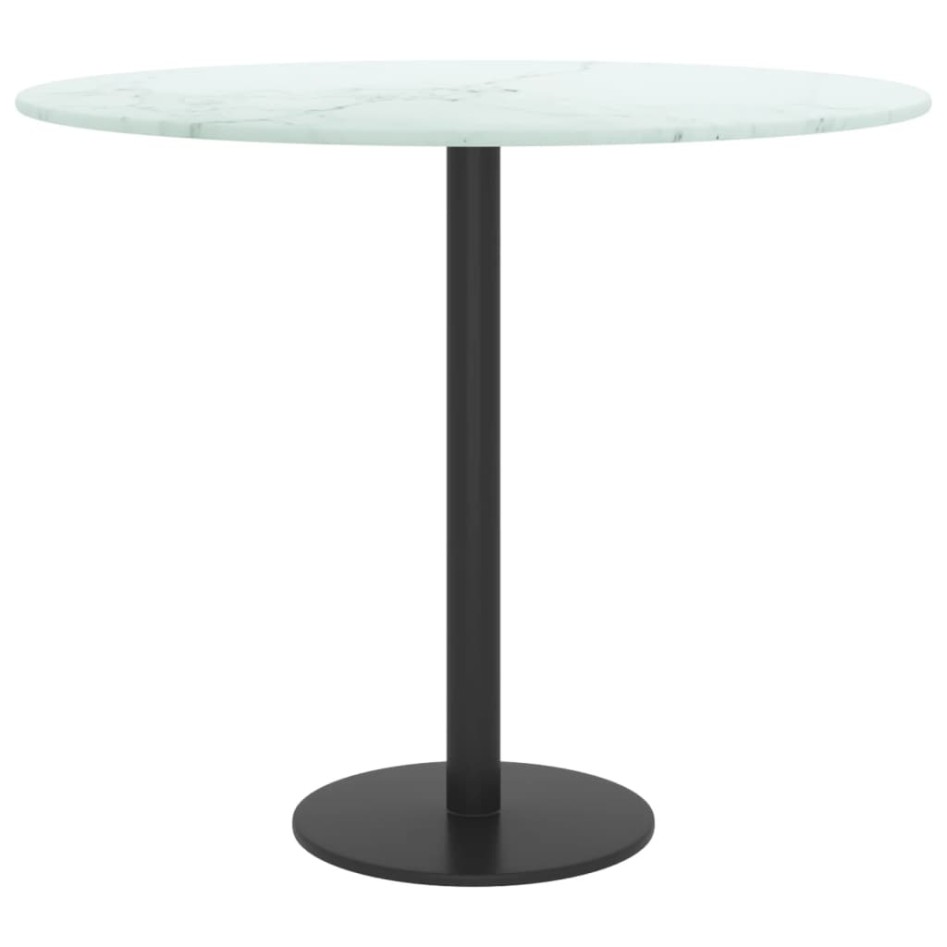 Tablero de mesa diseño mármol vidrio templado blanco Ø50x0,8