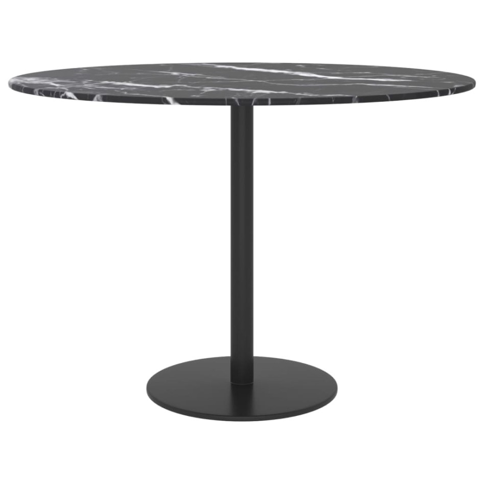 Tablero de mesa diseño mármol vidrio templado negro Ø60x0,8