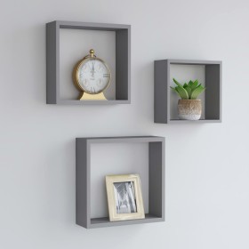 Estantes cubo de pared 3 unidades MDF