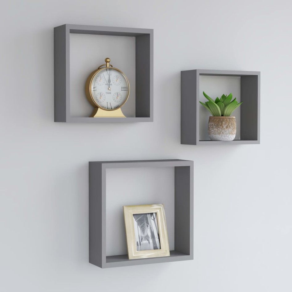 Estantes cubo de pared 3 unidades MDF
