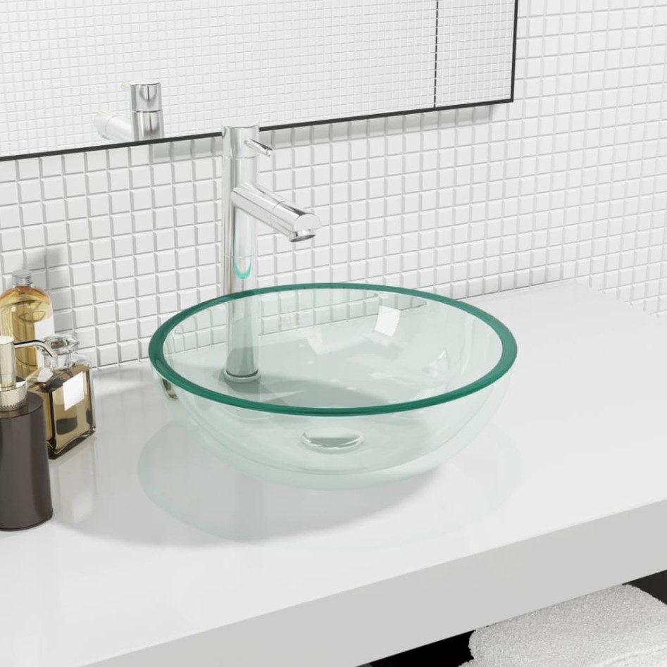 Lavabo de vidrio templado transparente 35x12