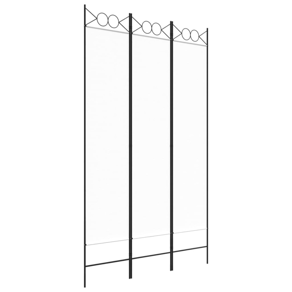 Biombo divisor de 3 paneles de tela blanco 120x200
